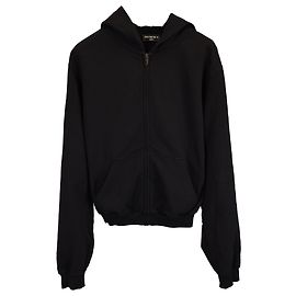 Veste à capuche zippée Balenciaga en coton noir Noir