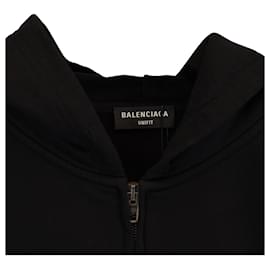 Balenciaga-Jaqueta com capuz zippada Balenciaga em algodão preto-Preto