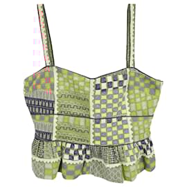 Ulla Johnson- Ulla Johnson Zehra Patchwork Sleeveless Peplum Top in Multicolor Cotton-Multiple colors,Other