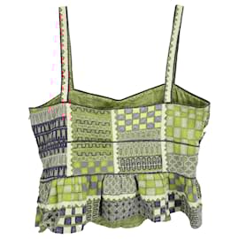 Ulla Johnson- Ulla Johnson Zehra Patchwork Sleeveless Peplum Top in Multicolor Cotton-Multiple colors,Other
