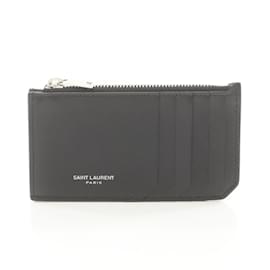 Saint Laurent-Saint Laurent Black Leather Coin Purse-Black