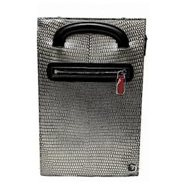 Christian Louboutin-Sac à main en cuir noir et gris argenté Christian Louboutin-Noir,Métallisé