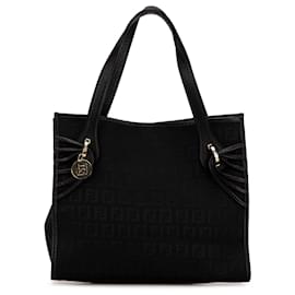 Fendi-Fendi Black Zucchino Canvas Tote-Black