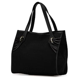 Fendi-Fendi Black Zucchino Canvas Tote-Black