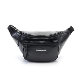Balenciaga Black Leather Fanny Pack Black
