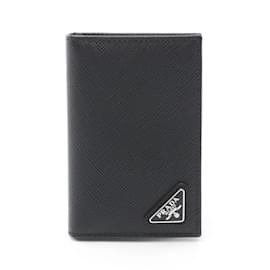 Prada-Prada Saffiano Triang Business Card Holder-Black