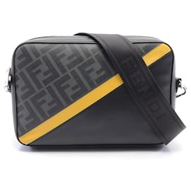 Fendi-Fendi Diagonal Camera Case Zucca Shoulder Bag-Brown,Black,Yellow