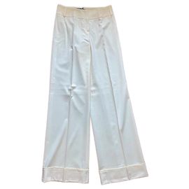 Blue Les Copains Weite Hose aus Wolle Elfenbein Weiß Aus weiß