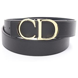 Christian Dior Leather Belt Black Navy blue