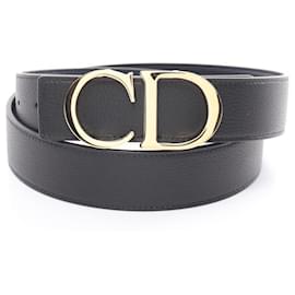 Christian Dior-Christian Dior Leather Belt-Black,Navy blue