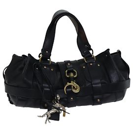 Chloé Kerala Sac à main en cuir noir doré argent authentique mr448 Noir Argenté Doré