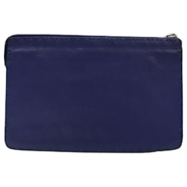 Fendi-FENDI Clutch Bag Leather Blue Silver Auth bs17465-Silvery,Blue