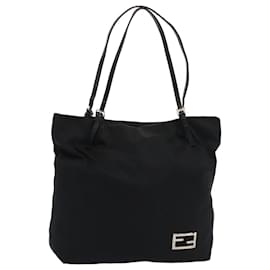 Fendi-FENDI Tote Bag Nylon Black Silver Auth ep5506-Black,Silvery
