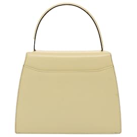 Céline-CELINE Hand Bag Leather 2way Cream Gold Auth 88115-Golden,Cream