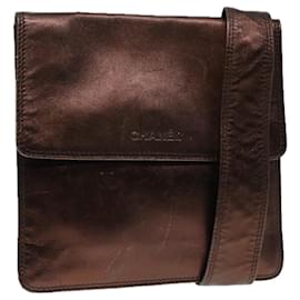 Chanel-CHANEL Shoulder Bag Leather Bronze Gold CC Auth 88737-Golden,Bronze