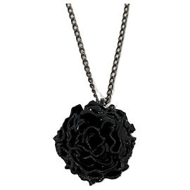Collier pendentif motif fleur Valentino Rose Noir Métallisé