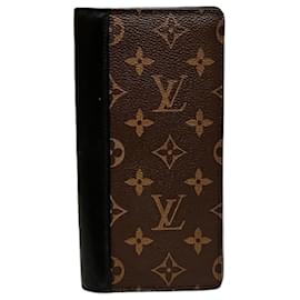 Louis Vuitton-Louis Vuitton Monogram Macassar Portefeuille Brazza Long Wallet-Brown,Black