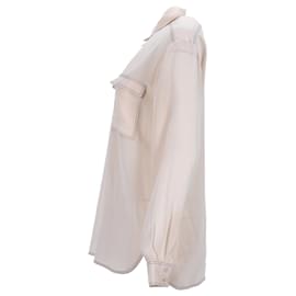 Stella Mc Cartney-Stella Mccartney Two Pockets Long Sleeve Shirt in Light Peach Crepe Satin-Peach