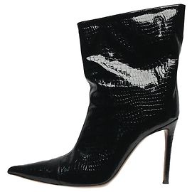 Alexandre Vauthier Black croc embossed patent leather ankle boot - size EU 38.5 Other