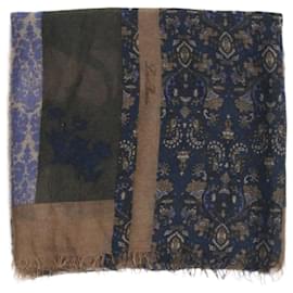 Loro Piana Sciarpa stampata floreale marrone e blu Marrone