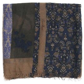 Loro Piana Cachecol estampado floral marrom e azul Marrom