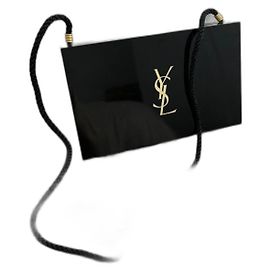 Yves Saint Laurent Opium Black Lacquered Silk Clutch Black