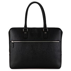 Salvatore Ferragamo Bolsa de negócios com zíper em couro de bezerro preto Ferragamo Preto
