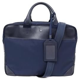 Montblanc-NEW MONTBLANC DOCUMENT BAG JET LEATHER SARTORIAL 118375 BRIEFCASE-Navy blue