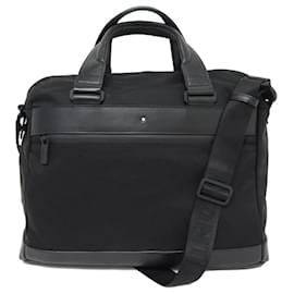Montblanc-NEW MONTBLANC NIGHTFLIGHT MEDIUM 118248 DOCUMENT BAG CANVAS LEATHER-Black