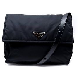 PRADA HAND BAG RE-NYLON LARGE PADDED 1BD256 SHOULDER BAG Black