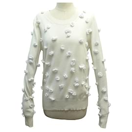 Chanel-PULL CHANEL CAMELIAS P58855K07731 38 M IN CASHMERE ECRU SWEATER-Cream