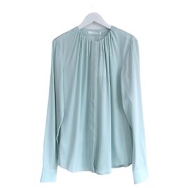 Hugo Boss Boss Ruched Neck Stretch Silk Blouse Eau De Nil Light green Light blue