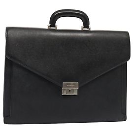 Borsa da lavoro in pelle nera e argento Burberry Auth ep5521 Nero Argento
