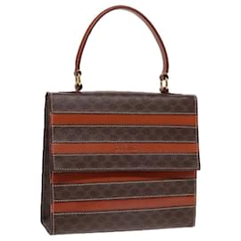 Céline-CELINE Macadam Canvas Hand Bag PVC Brown Auth 89283-Brown