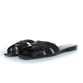 Saint Laurent-Saint Laurent, Black leather tribute mules-Black