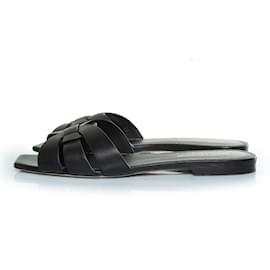 Saint Laurent-Saint Laurent, Black leather tribute mules-Black
