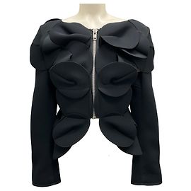 Giacca da sub con zip completa e dettaglio in petali neri Junya Watanabe Comme des Garçons Nero