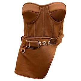 Fendi-Fendi Brown Asymmetric Bustier Top-Brown