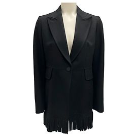 Alaïa Alaia schwarze Fransenjacke aus Wolle und Kaschmir Schwarz