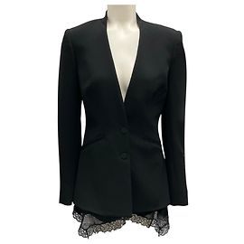 Jonathan Simkhai Black Signature Basque Collarless Blazer Jacket Black