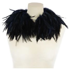 Brunello Cucinelli Dark Blue Rooster Feather Collar Blue