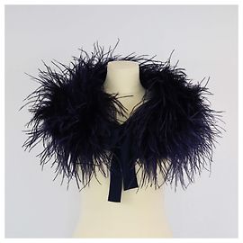 Collare in piume di struzzo blu/viola Christian Dior Blu