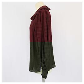 Fendi-Fendi Maroon/Black Checkered Longsleeve Blouse-Black