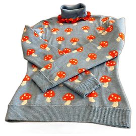 Manoush Pull col roulé Blanc Orange Bleu clair