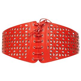 Alaïa Cinto de corset de couro cortado a laser vermelho de Azzedine Alaia Vermelho