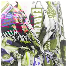 Balenciaga-Balenciaga Cover Girl Magazine Tabloid print V neck gathered mini dress -Multiple colors