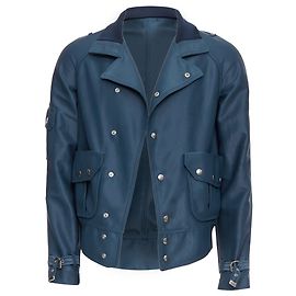 Balenciaga blaue silberne Druckknopf cropped Motorradjacke Blau