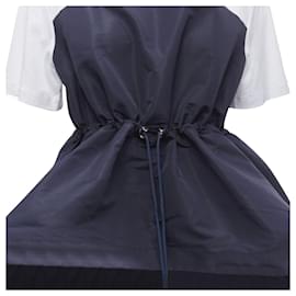 Alexander Mcqueen-Alexander McQueen Hybrid navy drawstring high low white tshirt -White