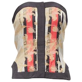 Alexander Mcqueen-Alexander McQueen baroque brocade jacquard bustier top-Grey
