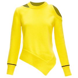 Asymmetrischer gelber Wollmischpullover mit kaltem Schulterdesign von Alexander McQueen Gelb